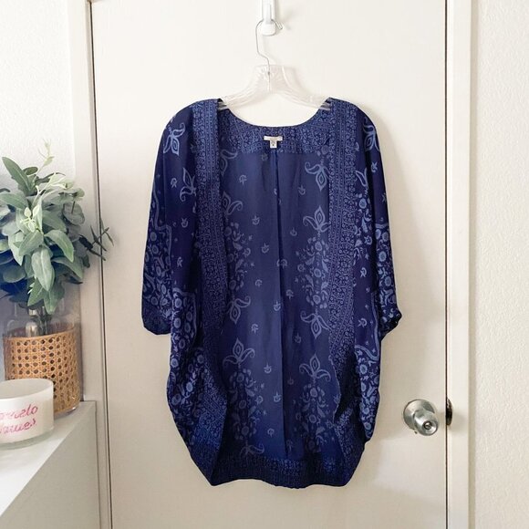 🦋 URBAN OUTFITTERS ECOTE Boho Blue Kimono Cardigan Shawl Cover Up Cute Navy - Picture 1 of 5